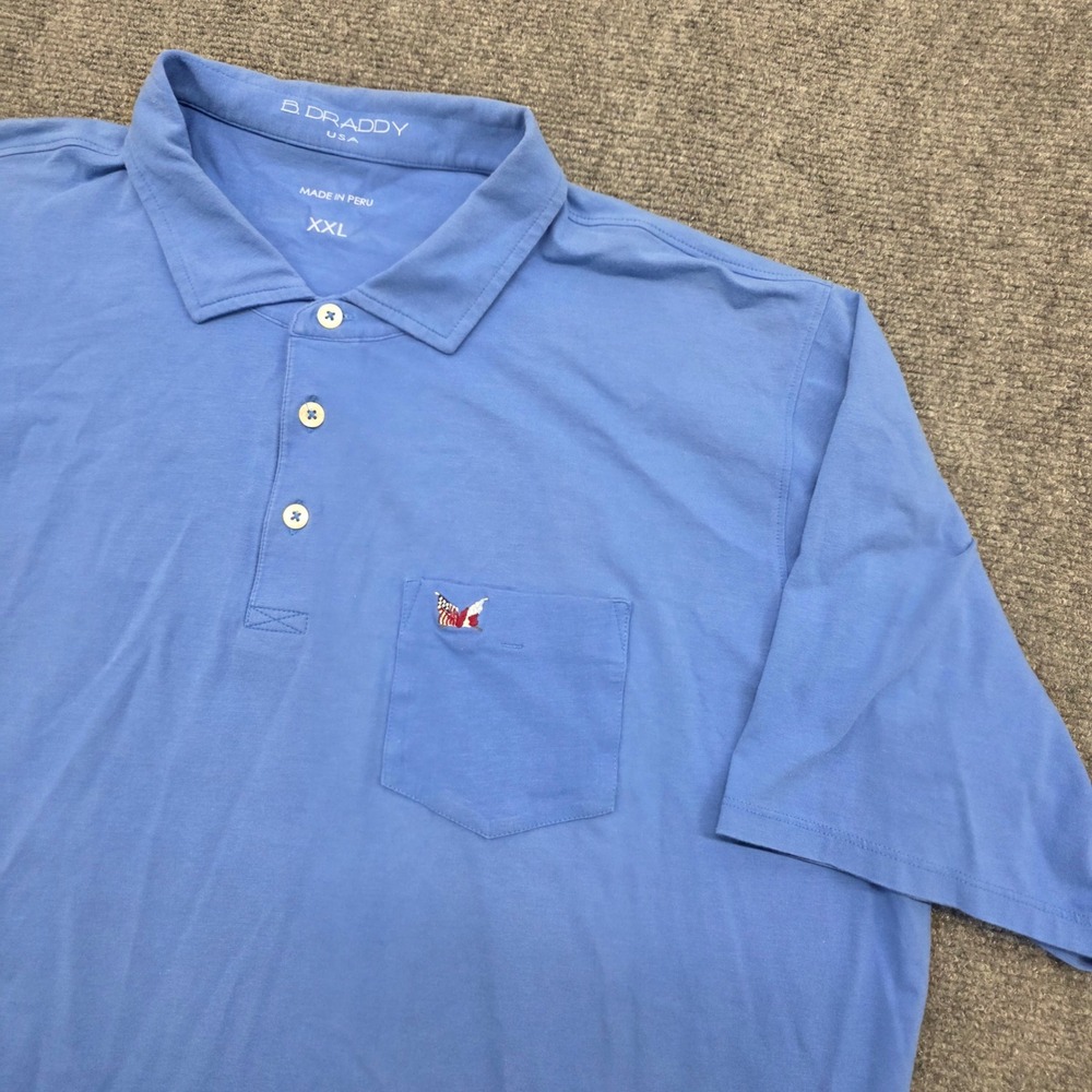 Secession Golf B. Draddy XXL Blue Short Sleeve Cotton Blend Pocket Polo Shirt